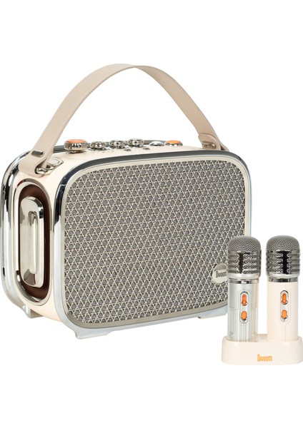 Songbird Ultra 100W Çift Mikrofonlu Karaoke Bluetooth Hoparlör, Taşınabilir Ses Bombası, 8 Saate Varan Çalma Süresi, Kablosuz, Tf/aux/usb/bluetooth5.2, Beyaz