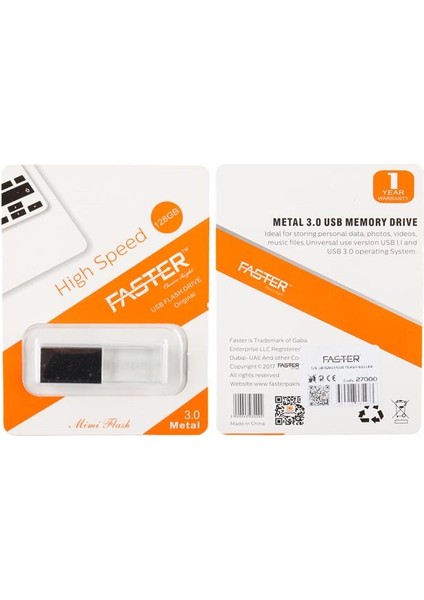 Faster 128 GB Mimi Serisi USB 3.0 Yüksek Hızlı Mavi Işıklı Metal Flash Bellek fırsatları