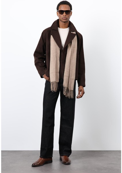 Kahve Kruvaze Kapama Kısa Erkek Kaban