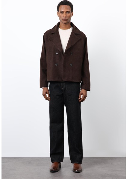 Kahve Kruvaze Kapama Kısa Erkek Kaban fiyatları