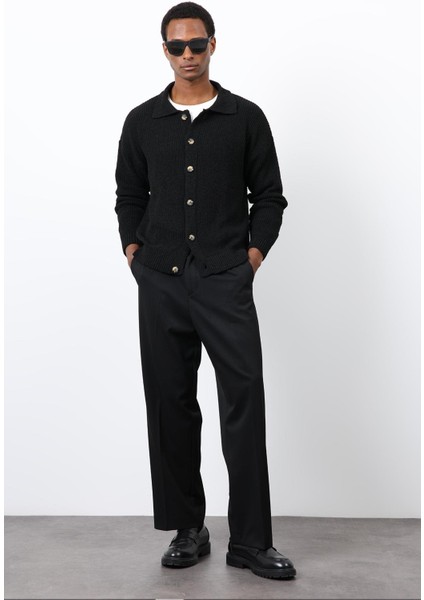 Siyah Örme Triko Erkek Hırka
