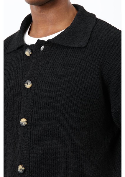 Siyah Örme Triko Erkek Hırka