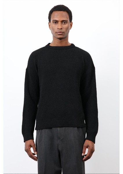 Siyah Örme Triko Erkek Kazak fırsatları