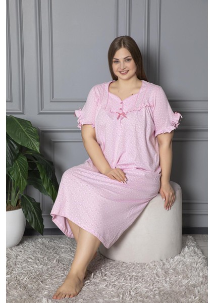 Kısa Kol Pamuklu Penye Büyük Beden Anne Geceliği 136 fiyatları