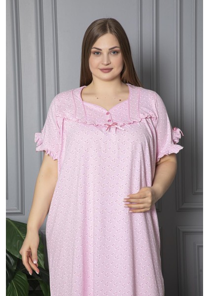 Kısa Kol Pamuklu Penye Büyük Beden Anne Geceliği 136 modelleri