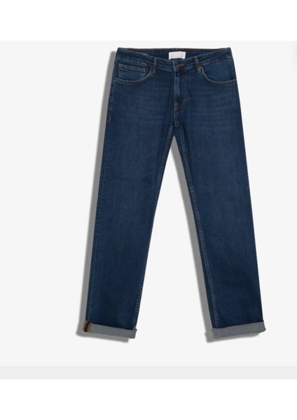 Erkek Normal Bel Fermuarlı Boru Paça Üst Kalite Jean Pantolon