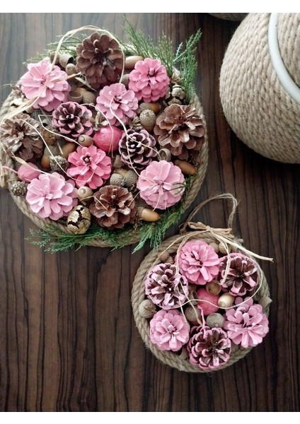 2li Pembe Kozalak Dekoratif Duvar Süsü fiyatları