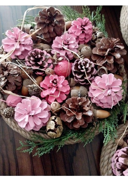 2li Pembe Kozalak Dekoratif Duvar Süsü modelleri