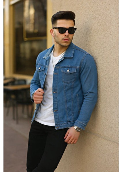 Erkek Slim Fit Denim Kot Ceket Pamuklu Cepli Günlük Stil Regular Fit fırsatları