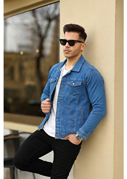 Erkek Slim Fit Denim Kot Ceket Pamuklu Cepli Günlük Stil Regular Fit indirimleri