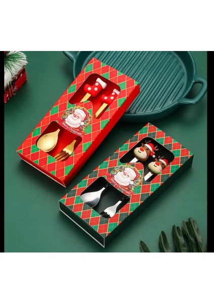 2'li Noel Yılbaşı Çatal Kaşık Seti