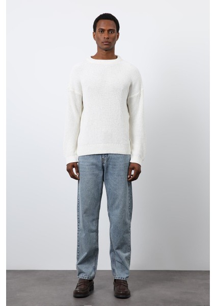 Ekru Örme Triko Erkek Kazak