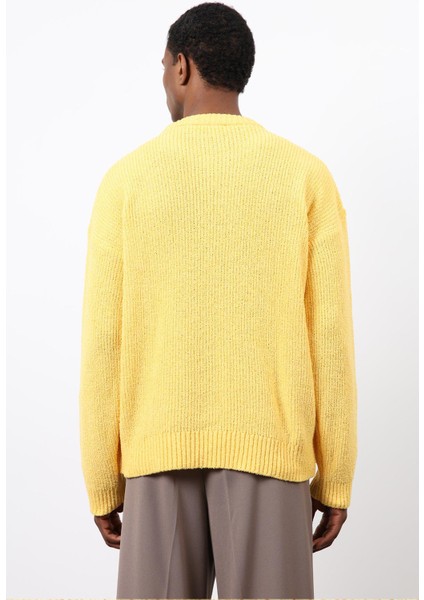 Sarı Örme Triko Erkek Kazak