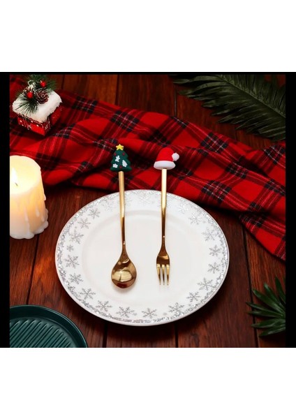 2'li Noel Yılbaşı Çatal Kaşık Seti modelleri