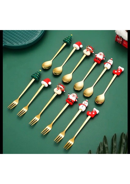 2'li Noel Yılbaşı Çatal Kaşık Seti indirimleri