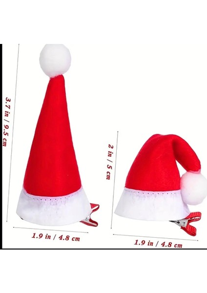 2'li Yılbaşı Noel Şapkalı Saç Tokaları