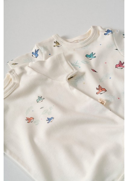 %100 Organik Pamuk Sevimli Yavru Kuş 2'li Bebek Body Set fiyatları