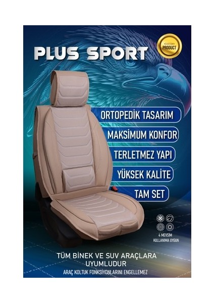 Aldysm Renault Fluence Uyumlu Lüx Deri Oto Koltuk Kılıfı Ön Arka Takım Sports Model Bej modelleri