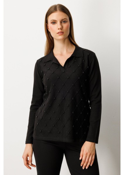 Inci Detaylı Polo Yaka Triko Kazak 63381-26K