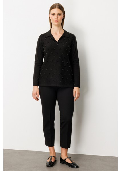 Inci Detaylı Polo Yaka Triko Kazak 63381-26K fiyatları