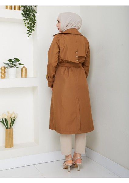 Kadın Kahverengi Arkası Düğmeli Trençkot fırsatları