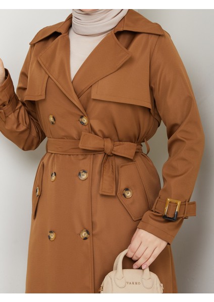 Kadın Kahverengi Arkası Düğmeli Trençkot indirimleri