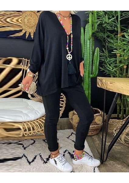 Kadın Uzun Kollu Derin V Yaka Ön Kısa Arka Uzun Viskon Bluz fiyatları