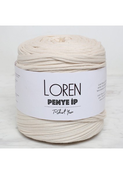 Loren Penye Kumaş El Örgü İpi Krem - 88 - 33536