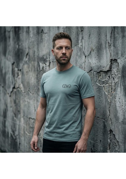 Kurukafa Baskılı Mavi Oversize Tişört