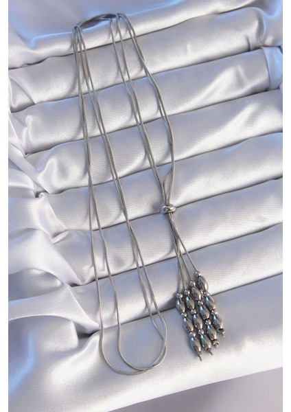 316L Çelik Gümüş Renk Boyu Ayarlanabilir Sallantılı Model Kolye modelleri