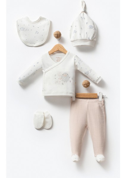 %100 Organik Pamuk Kuzucuk 5 Parça Bebek Hastane Çıkış Seti
