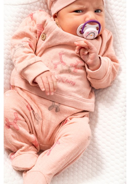 %100 Organik Pamuk Bırth Party Kız Bebek Düğmeli Tulum