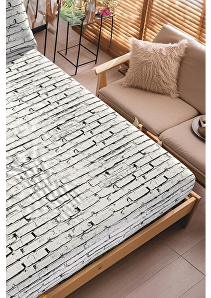 Beyaz Renkli Ekose Desenli Lastikli Çarşaf Seti %70 Pamuk %30 Polyester 100 x 200 cm fırsatları