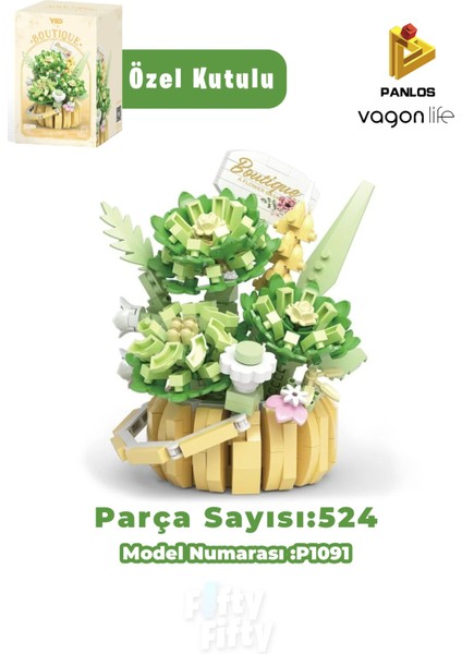 Panlos Boutıque Serisi Mini Çiçek Buketi 524 Parça Oyuncak Yapım Seti -FFP1091