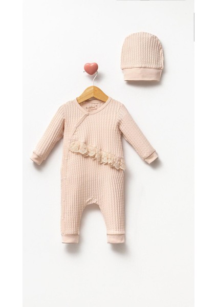 %100 Pamuk Kendinden Desen Belden Dantel Kız Tulum