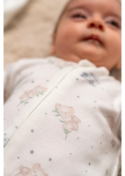 %100 Organik Pamuk Tropical Koala Fermuarlı Bebek Tulum