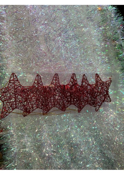 5'li Kırmızı Yılbaşı Yıldızı Süsü, Şık ve Parlak Süsleme Seti