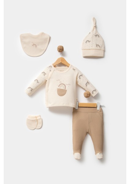 Cute Turtlu %100 Organik Pamuk Waffle Kumaş 5 Parça Hastane Çıkış Seti