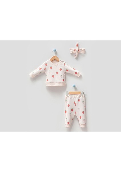 Çilek Baskı 3lü Bebek Takım modelleri