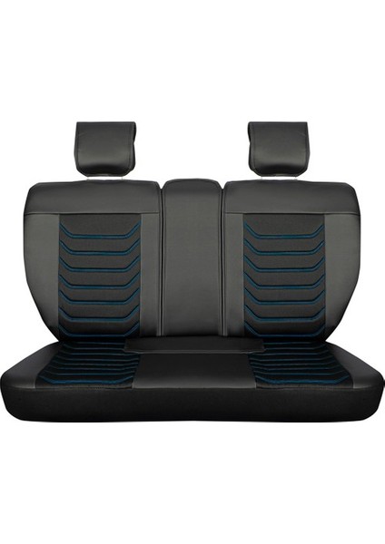 Aldysm Ford Eco Sports Uyumlu Lüx Deri Oto Koltuk Kılıfı Ön Arka Takım Bursa Serisi Siyah Mavi modelleri