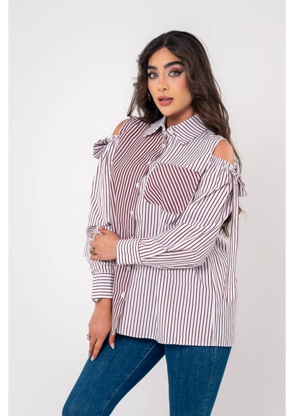Fiyonk Aksesurlı Omzu Acık Basıc Gömlek GMK16056 indirimleri