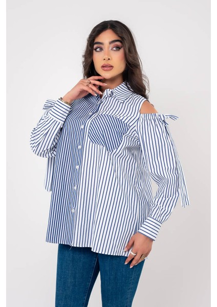 Fiyonk Aksesurlı Omzu Acık Basıc Gömlek GMK16056 indirimleri
