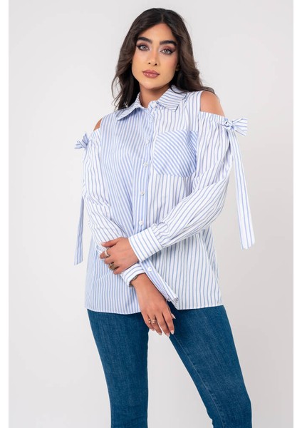 Fiyonk Aksesurlı Omzu Acık Basıc Gömlek GMK16056 indirimleri