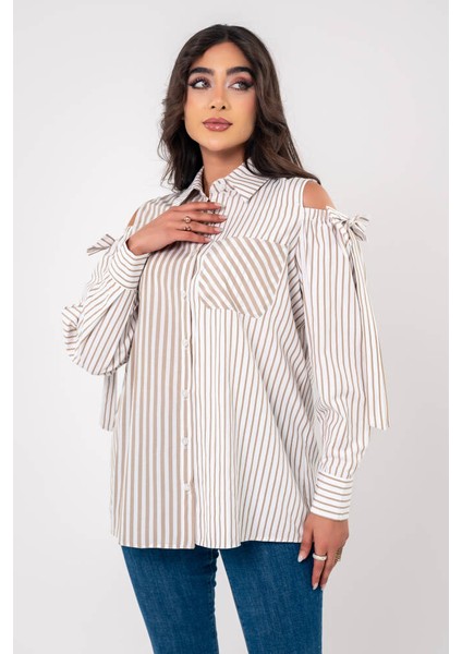 Fiyonk Aksesurlı Omzu Acık Basıc Gömlek GMK16056 indirimleri