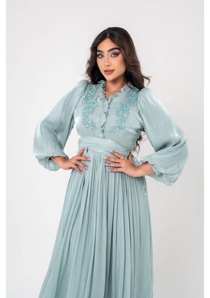 Boyundan Taş İşlemli Bel Detaylı Abiye Elbise ELB16091 indirimleri