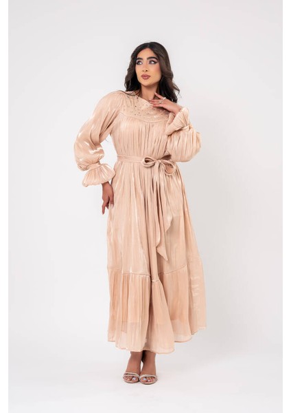 Taş İşlemeli Bel Bağlamalı Abiye Elbise ELB16093 indirimleri