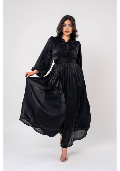 Boyundan Taş İşlemli Bel Detaylı Abiye Elbise ELB16091 indirimleri