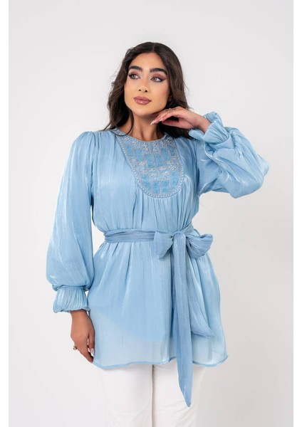 Taş işlemeli Kemer Detaylı Bluz BLZ16086 indirimleri