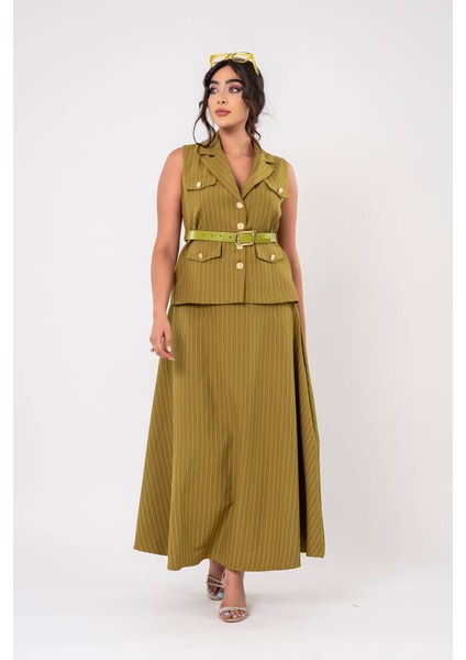 Cep Detaylı Düğme Aksesurlı Yelek Etek Takım TKM16065 indirimleri