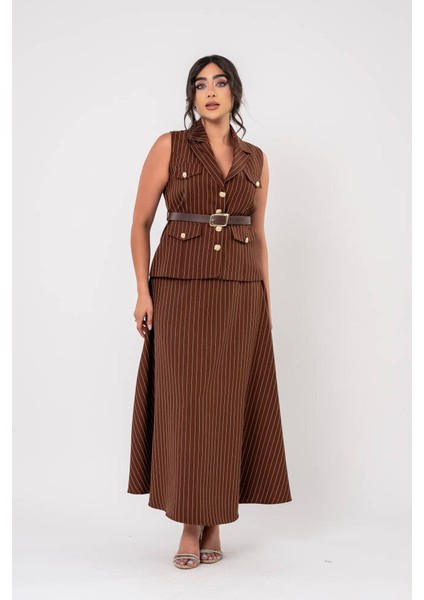 Cep Detaylı Düğme Aksesurlı Yelek Etek Takım TKM16065 indirimleri